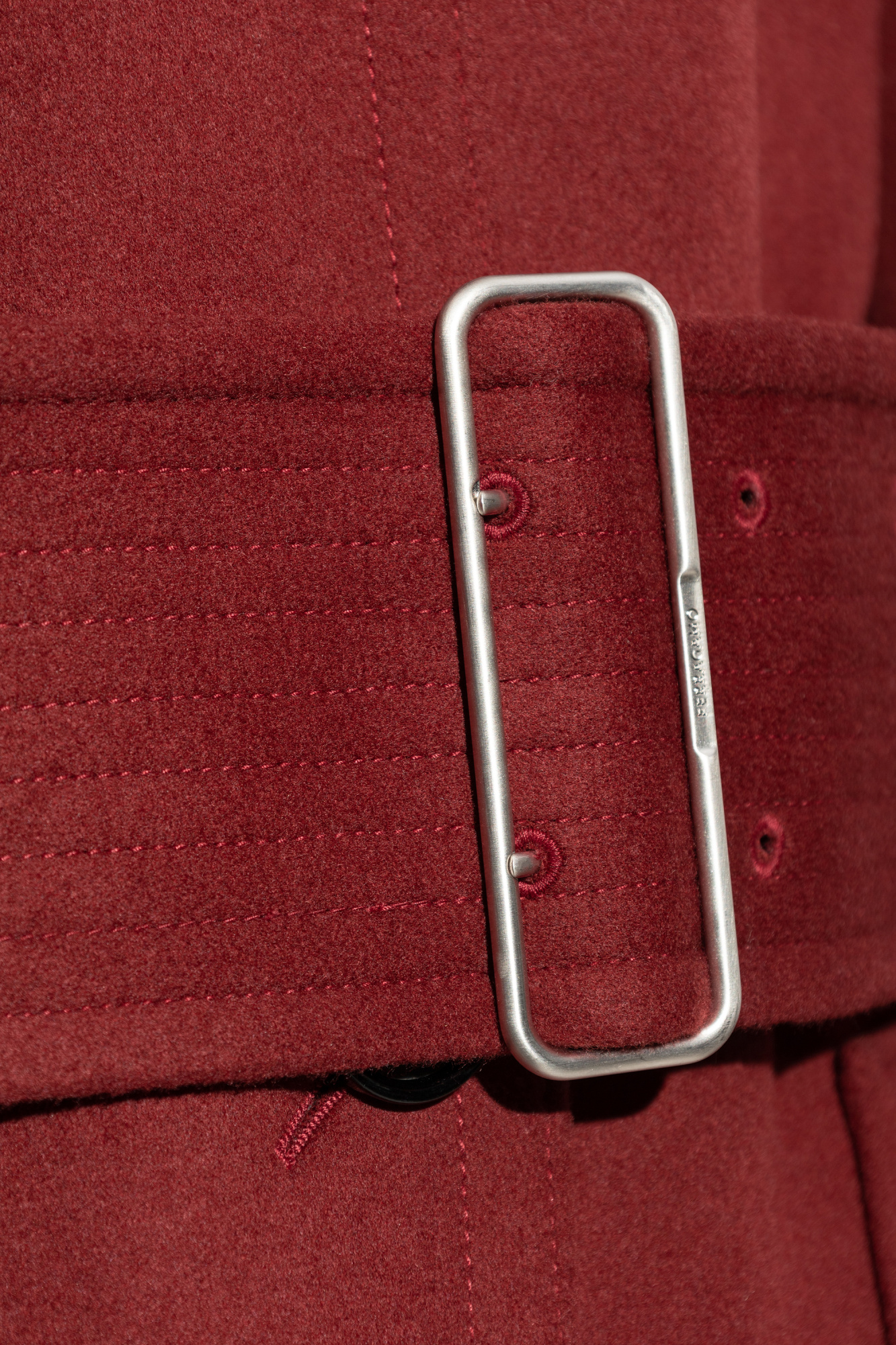 コート FERRAGAMO COAT (13G151777632 BORDEAUX) Single Breasted Belted Jacket by FERRAGAMO at THE MILE